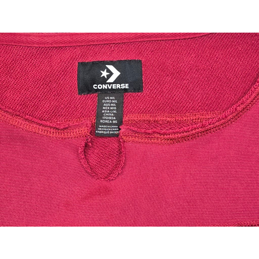 Converse Cropped Sweatshirt Red Collegiate Logo Medium Streetwear Y2K Style - Picture 3 of 8